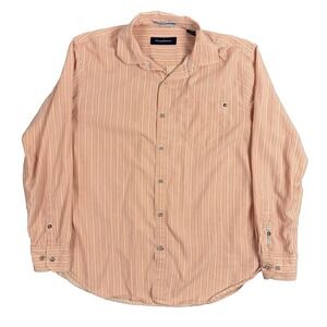 Tommy Bahama Long Sleeve Button‎ Up Cotton/ Tencel Men's Shirt Size L Salmon